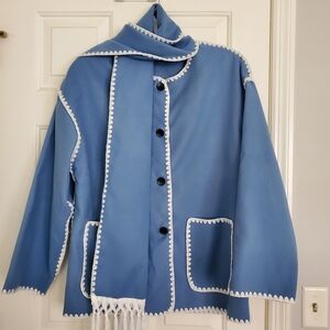 Blue Women's Jacket with Scarf